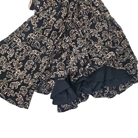 Anthropologie Maeve Black Safari Elephant Print Wrap Dress Size Medium - Picture 8 of 11
